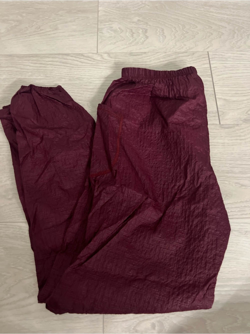 Warm-up/activate wear Burgundy Textured Elastic Waist Pants